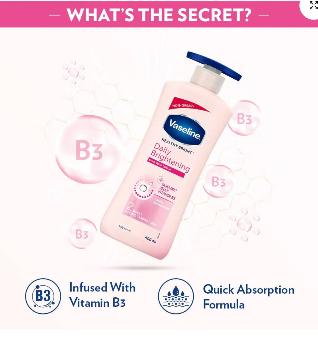 Vaseline Healthy Daily Body Lotion with Vitamin B3, Lightweight Daily Use Moisturizing Lotion 600 ml