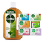 Dettol Antiseptic Disinfectant For first Aid, home cleaning, acne, 750 ml & 4 Soap Bars - Effective Surface Cleaner for Household Hygiene- Package May vary Healthcare