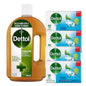 Dettol Antiseptic Disinfectant For first Aid, home cleaning, acne, 750 ml & 4 Soap Bars - Effective Surface Cleaner for Household Hygiene- Package May vary Healthcare