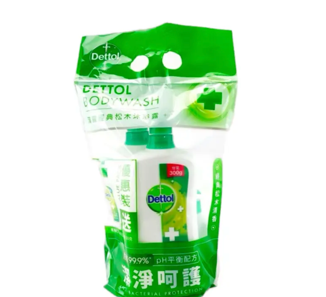 Dettol Anti-Bacterial pH-Balanced Body Wash Original 32.08 Oz Pack of 2 & Handwash 5.29 Oz Skin Repair Body Care Soap Sensitive