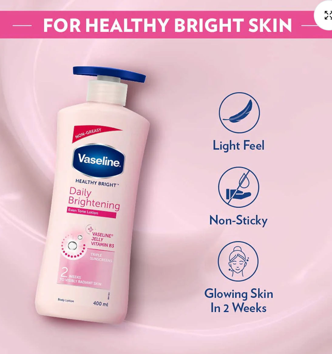 Vaseline Healthy Daily Body Lotion with Vitamin B3, Lightweight Daily Use Moisturizing Lotion 600 ml