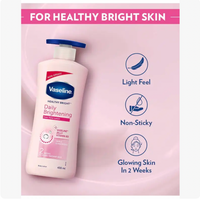 Vaseline Daily Brightening Lotion, Non Greasy Feel, Pump Bottle (Pack of 3) 600 mL Moisturizing Body Care Comfort Cream Glycerin Moisturizer Cosmetic