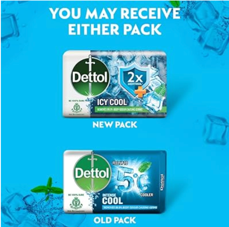 Dettol Antibacterial Soap Cool Scent 100g each, Pack of 10. Package May Vary