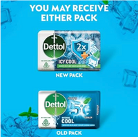 Dettol Antibacterial Soap Cool Scent 100g each, Pack of 10. Package May Vary