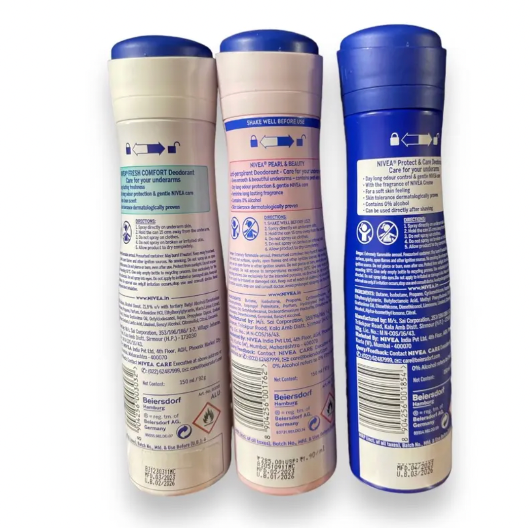 Bundle Nivea deodorant spray Pearl & beauty, fresh comfort , protect and care Body Care Fragrance